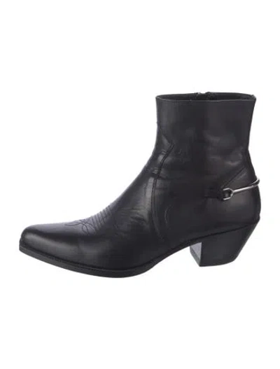 Pre-owned Celine Leather Western Boots In Black