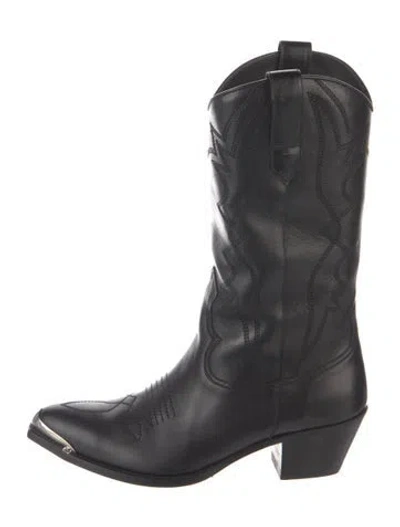 Pre-owned Celine Leather Western Boots In Blue