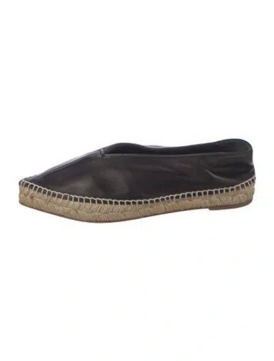 Pre-owned Celine Leather Whipstitch Trim Espadrilles In Black