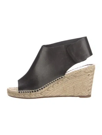 Pre-owned Celine Leather Whipstitch Trim Espadrilles In Black
