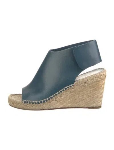 Pre-owned Celine Leather Whipstitch Trim Espadrilles In Blue