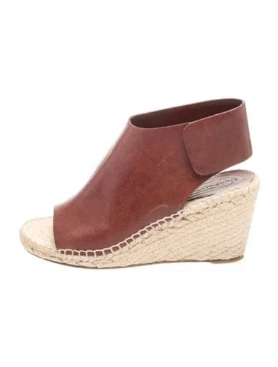 Pre-owned Celine Leather Whipstitch Trim Espadrilles In Brown
