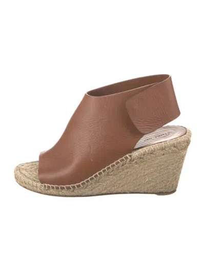 Pre-owned Celine Leather Whipstitch Trim Espadrilles In Brown