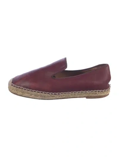 Pre-owned Celine Leather Whipstitch Trim Espadrilles In Burgundy