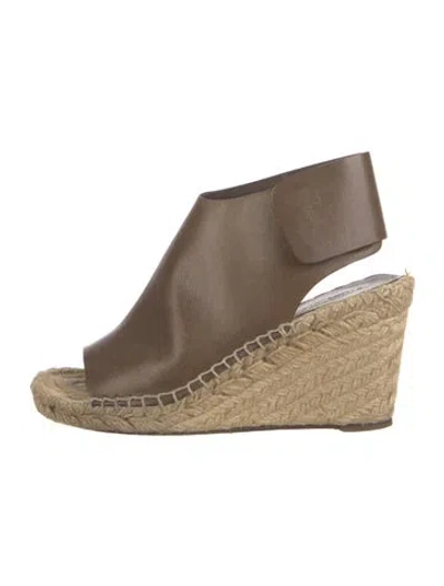 Pre-owned Celine Leather Whipstitch Trim Espadrilles In Green