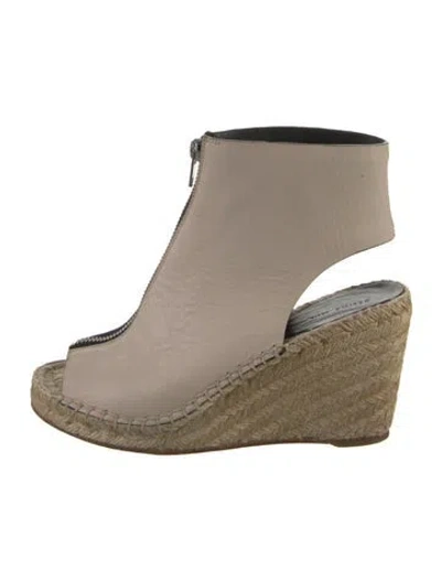 Pre-owned Celine Leather Whipstitch Trim Espadrilles In Neutrals