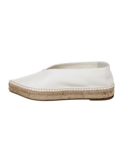 Pre-owned Celine Leather Whipstitch Trim Espadrilles In White