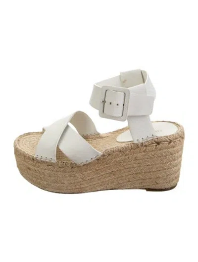 Pre-owned Celine Leather Whipstitch Trim Espadrilles In White