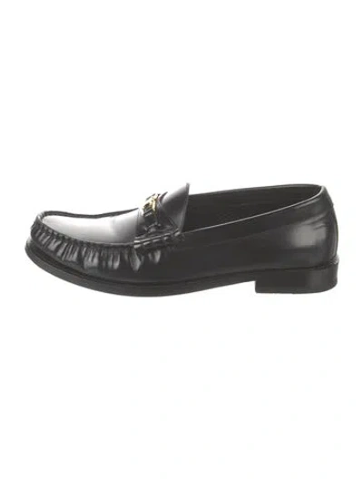 Pre-owned Celine Leather Whipstitch Trim Loafers In Black