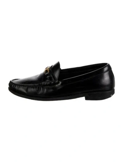 Pre-owned Celine Leather Whipstitch Trim Loafers In Black