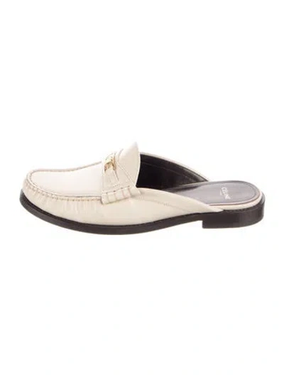 Pre-owned Celine Leather Whipstitch Trim Mules In Neutral
