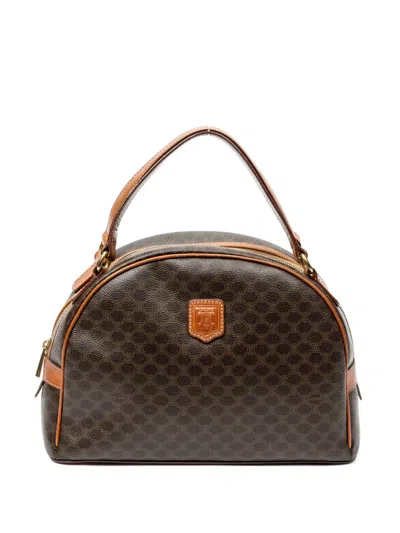 Pre-owned Celine Leather-trim Tote Bag In Brown