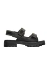 Celine Leo Riveted Flat Sandals With Thick Heels In Black