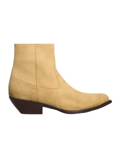 Celine Leon Zipped Boot In Suede Calfskin In Brown