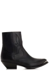 Celine Men Leon Zipped Boot With Metal Toe In Shiny Calfskin In Black