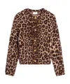 Celine Leopard Print Cashmere Cardigan In Brown