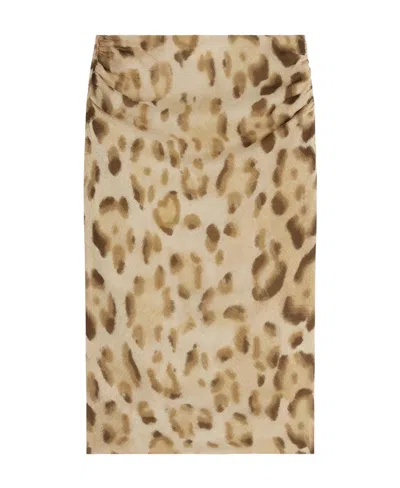 Celine Leopard Print Skirt In Brown