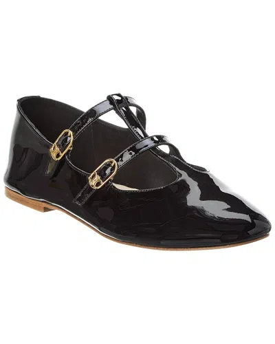 Celine Patent Leather Ballet Flats With Criss Cross Straps In Black
