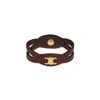 Celine Luxury Leather And Brass Bracelet With Gold Finish