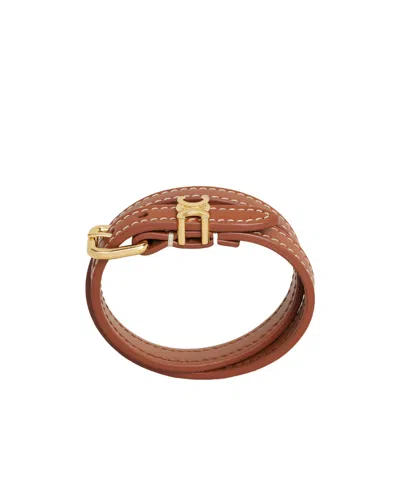 Celine Les Cuirs  Double-circle Bracelet In Gold Tone