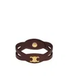 Celine Luxury Leather And Brass Bracelet With Gold Finish In Red