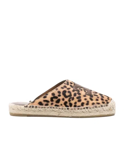 Celine Les Espadrilles  Mule In Leopard Printed Hairy Calfskin In Brown