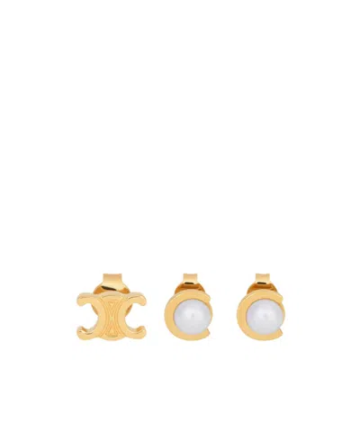 Celine Les Perles Three-piece Earring Set In Gold