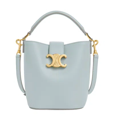 Celine Letter Detail Bucket Bag In Gray