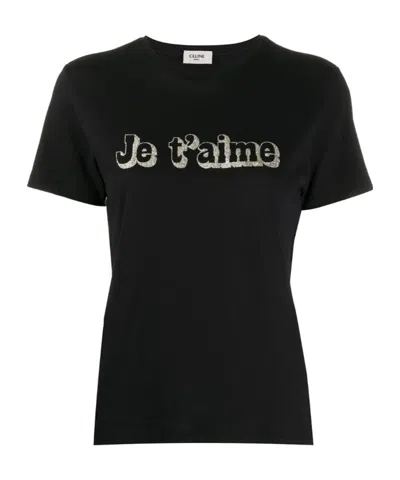 Celine Letter Printed T-shirt In Black