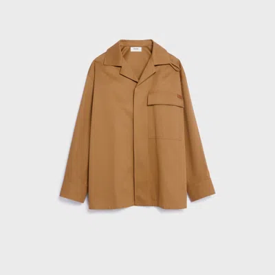 Celine Liberty Flap-pocket Shirt In Brown
