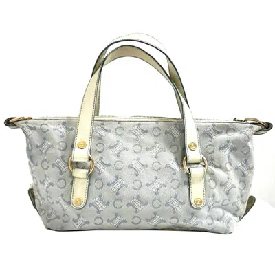 Pre-owned Celine Light Blue White Canvas Tote Bag () In Multi