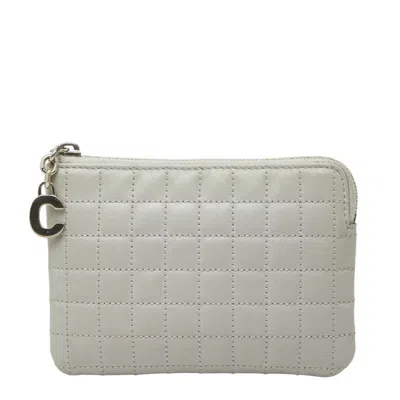 Pre-owned Celine Light Gray Leather Coin Purse/coin Case ()