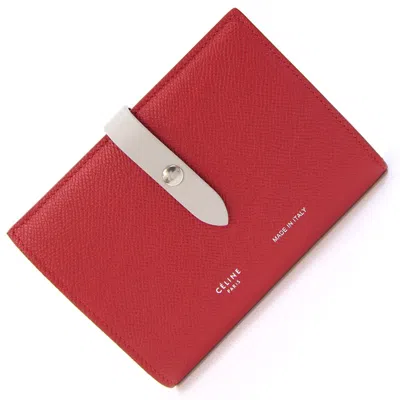 Pre-owned Celine Light Gray Red Color Leather Wallet (bi-fold) ()
