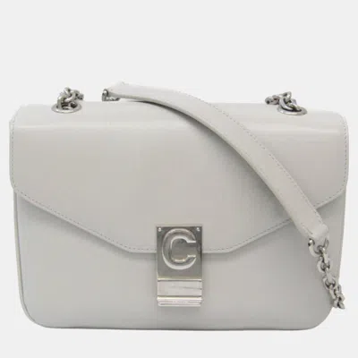 Pre-owned Celine Light Grey Leather Medium C Shoulder Bag