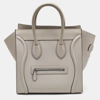 Pre-owned Celine Light Grey Leather Mini Luggage Tote