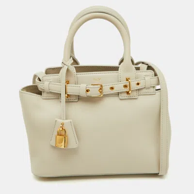 Pre-owned Celine Light Grey Leather Teen Conti Bag In Gray