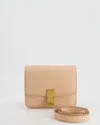CELINE CÉLINE LIGHT PEACH LEATHER SMALL SHOULDER BOX BAG WITH GOLD HARDWARE