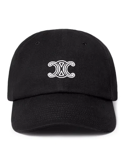 Celine Lightweight Cotton Twill Richelieu Cap In Black