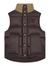 Celine Women Sleeveless Down Jacket With Triomphe Patch In Brown