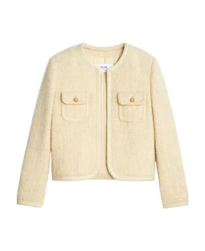 Celine Lightweight Tweed Casual Jacket In Nude