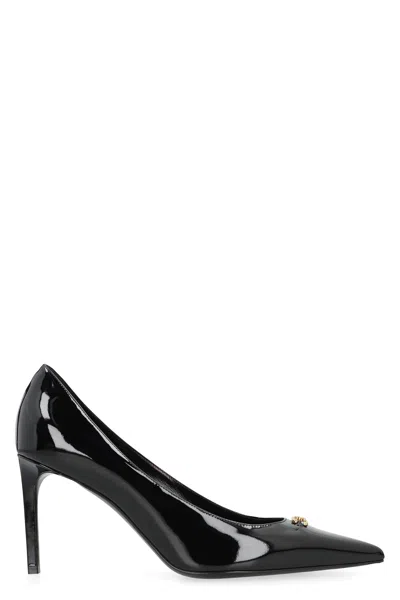 Celine Lily Perforated Triomphe Babies In Patent Calfskin In Black