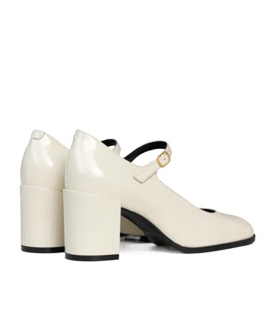 Celine Lily Perforated Triomphe Babies In Patent Calfskin In White