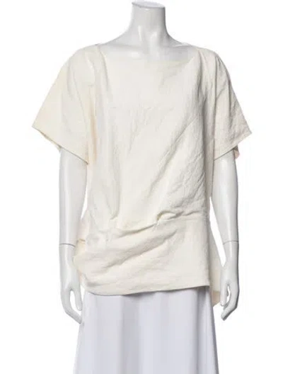 Pre-owned Celine Linen Bateau Neckline Top In Neutral