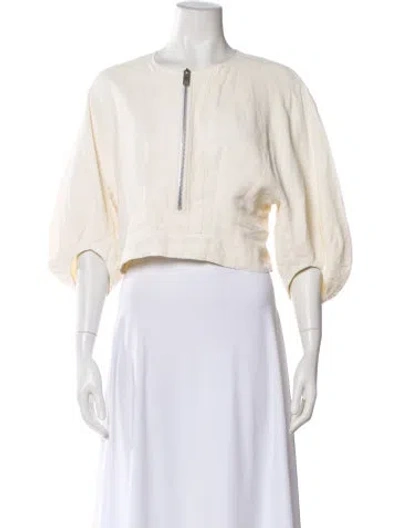 Pre-owned Celine Linen Crew Neck Top In Neutral