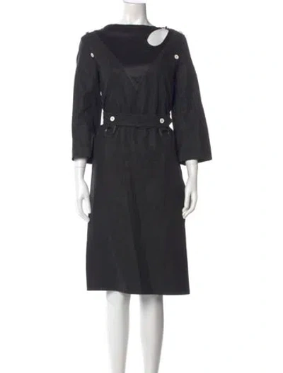 Pre-owned Celine Linen Knee-length Dress In Black