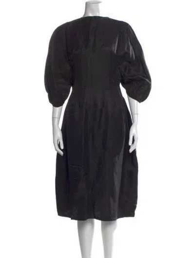 Pre-owned Celine Linen Knee-length Dress In Black