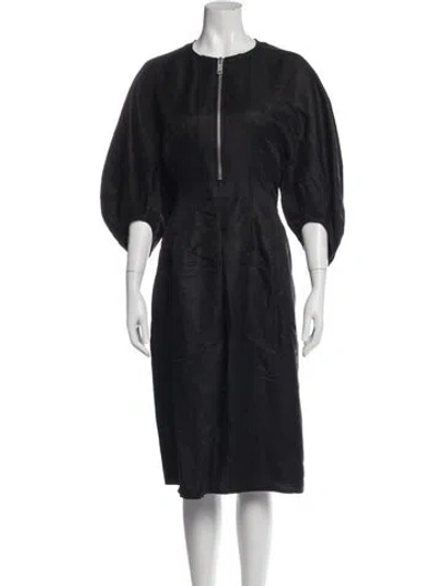 Pre-owned Celine Linen Knee-length Dress In Blue