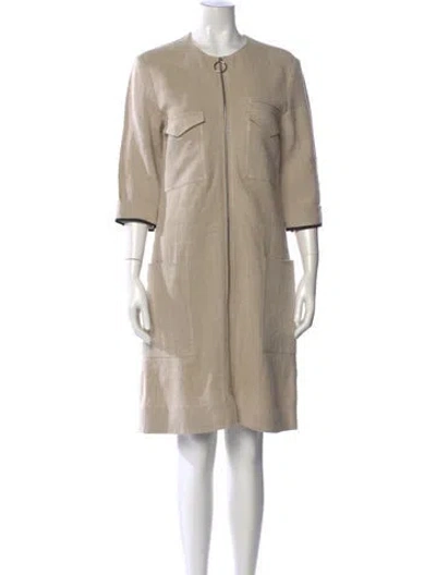 Pre-owned Celine Linen Knee-length Dress In Neutral