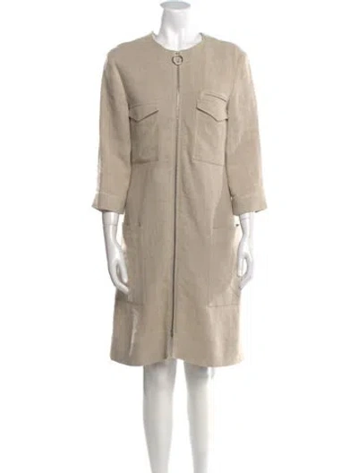 Pre-owned Celine Linen Knee-length Dress In Neutral