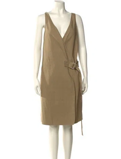Pre-owned Celine Linen Knee-length Dress In Neutral